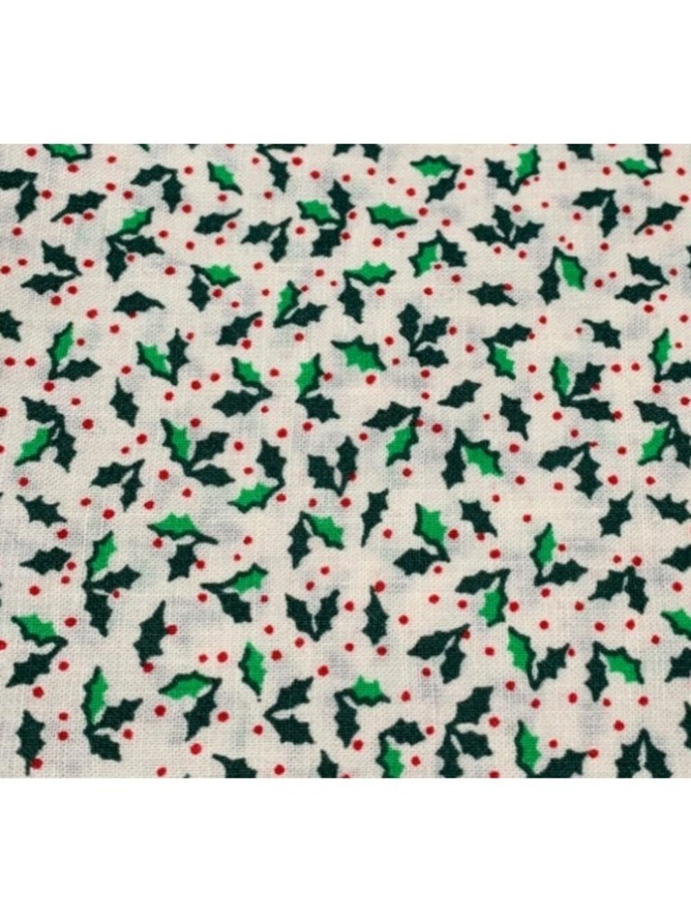 Holly & Berry Christmas Fat Quarter Cotton Fabric 18x22 White Green & Red Festiv